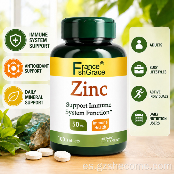 Shecome Zinc Tablets Apoyo a la salud inmune y antioxidante